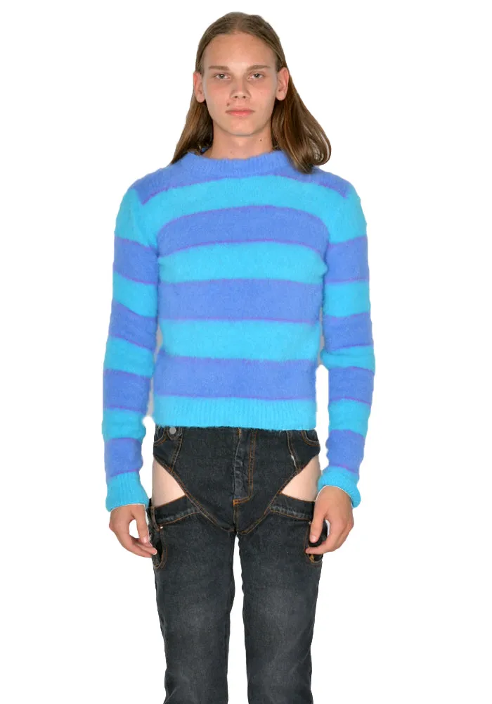 EGONLAB. KN003A FREDDY STRIPES KNIT JUMPER BLUE/PURPLE