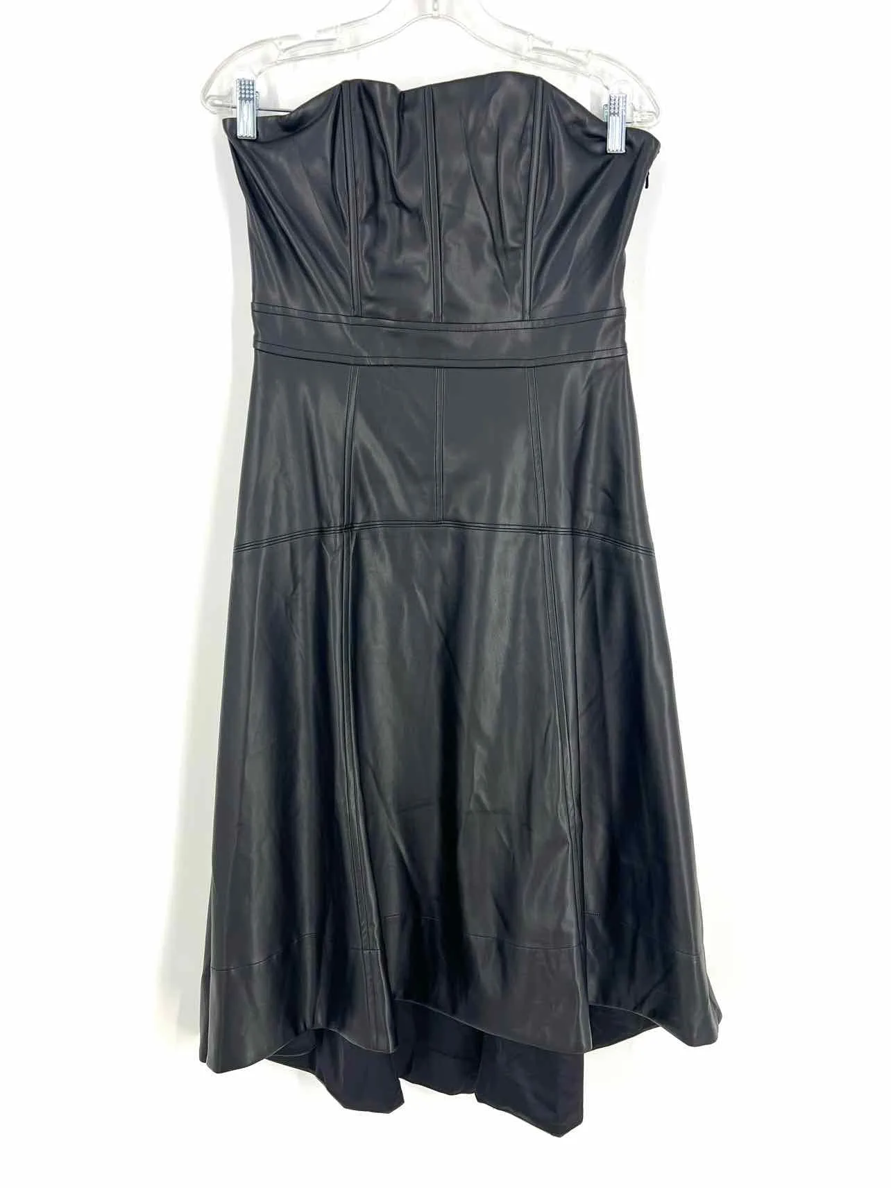 En Saison Size L Black Paneled Faux Leather NEW Designer Dress