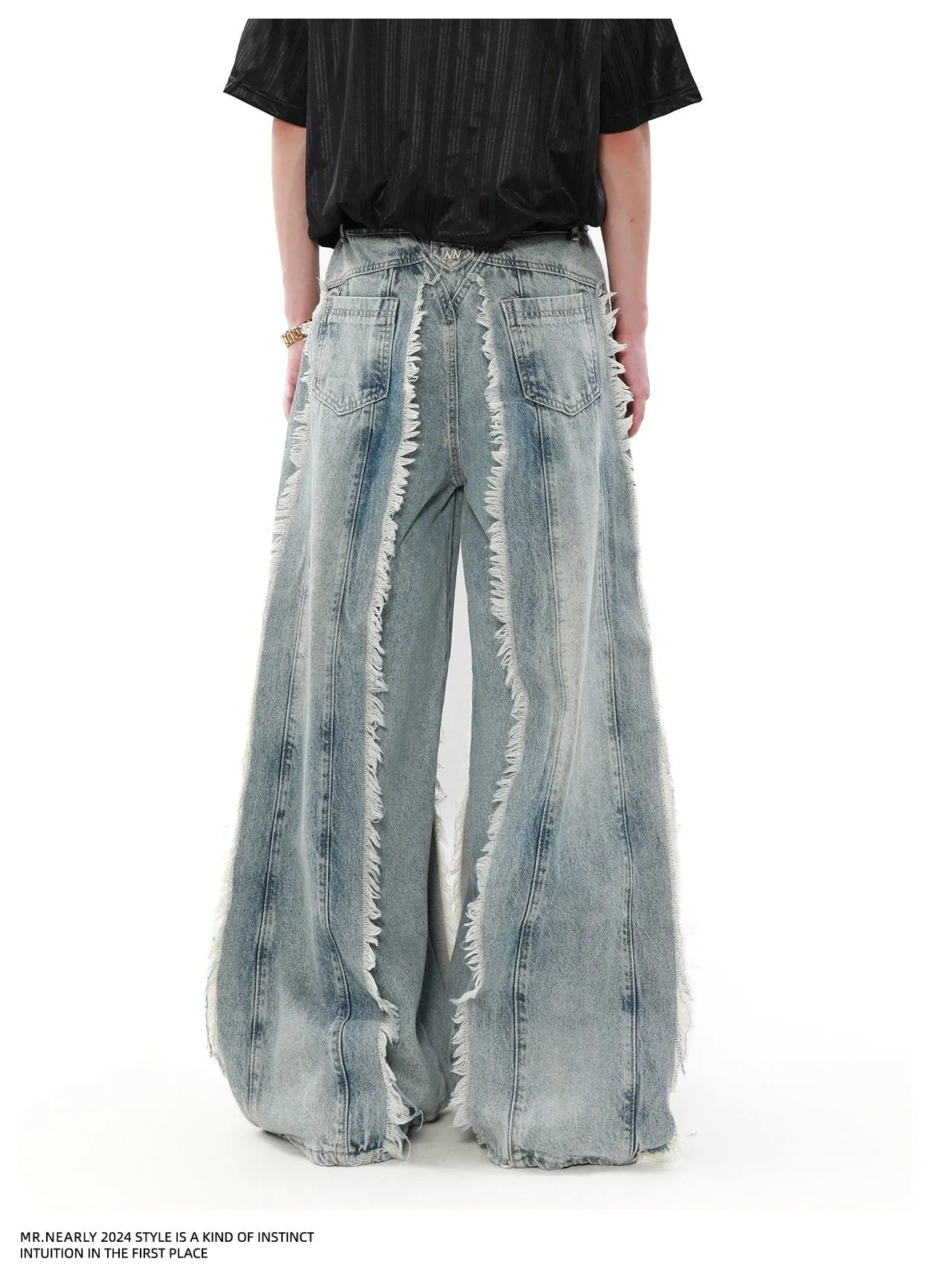 Faded Tassel Detail Jeans