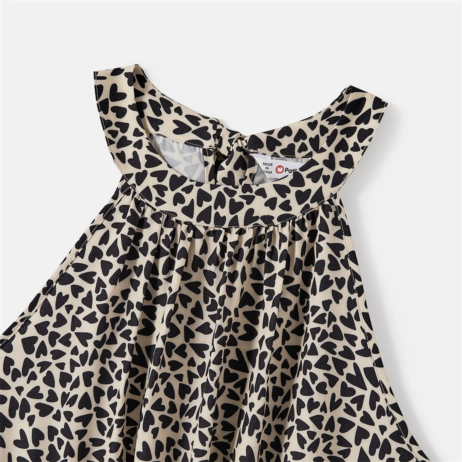 Family Matching Outfits - Cotton Spliced T-shirts and Leopard Print Dresses