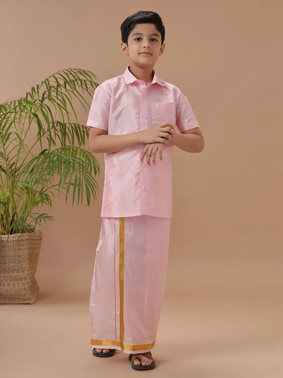 Father & Son Full Sleeves Art Silk Combos Swayamvara Pink