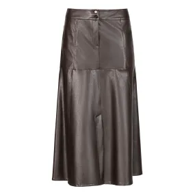 Faux Leather Skirt - Brown