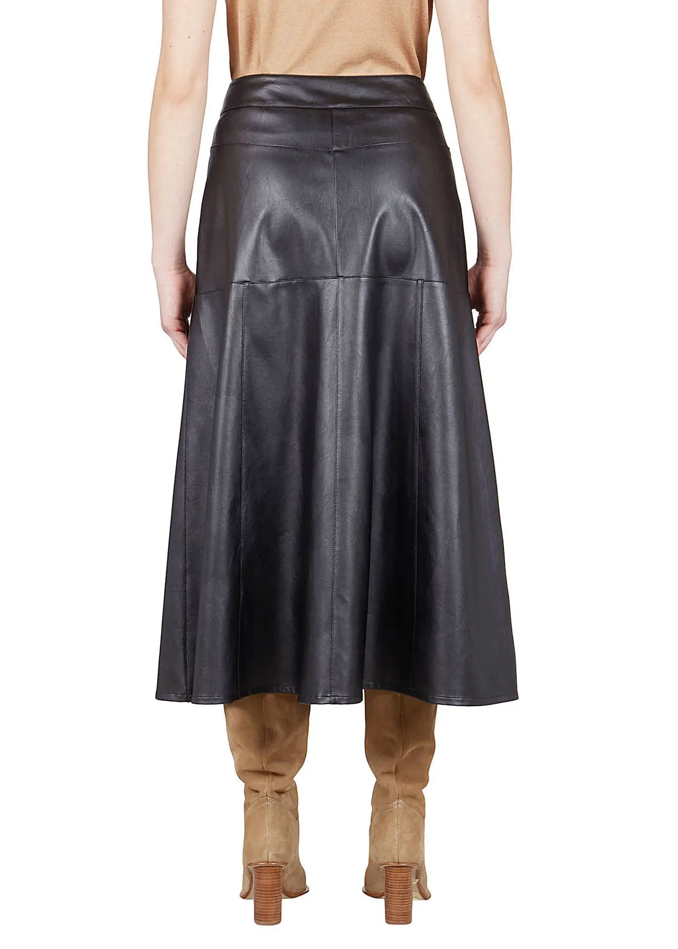 Faux Leather Skirt - Brown