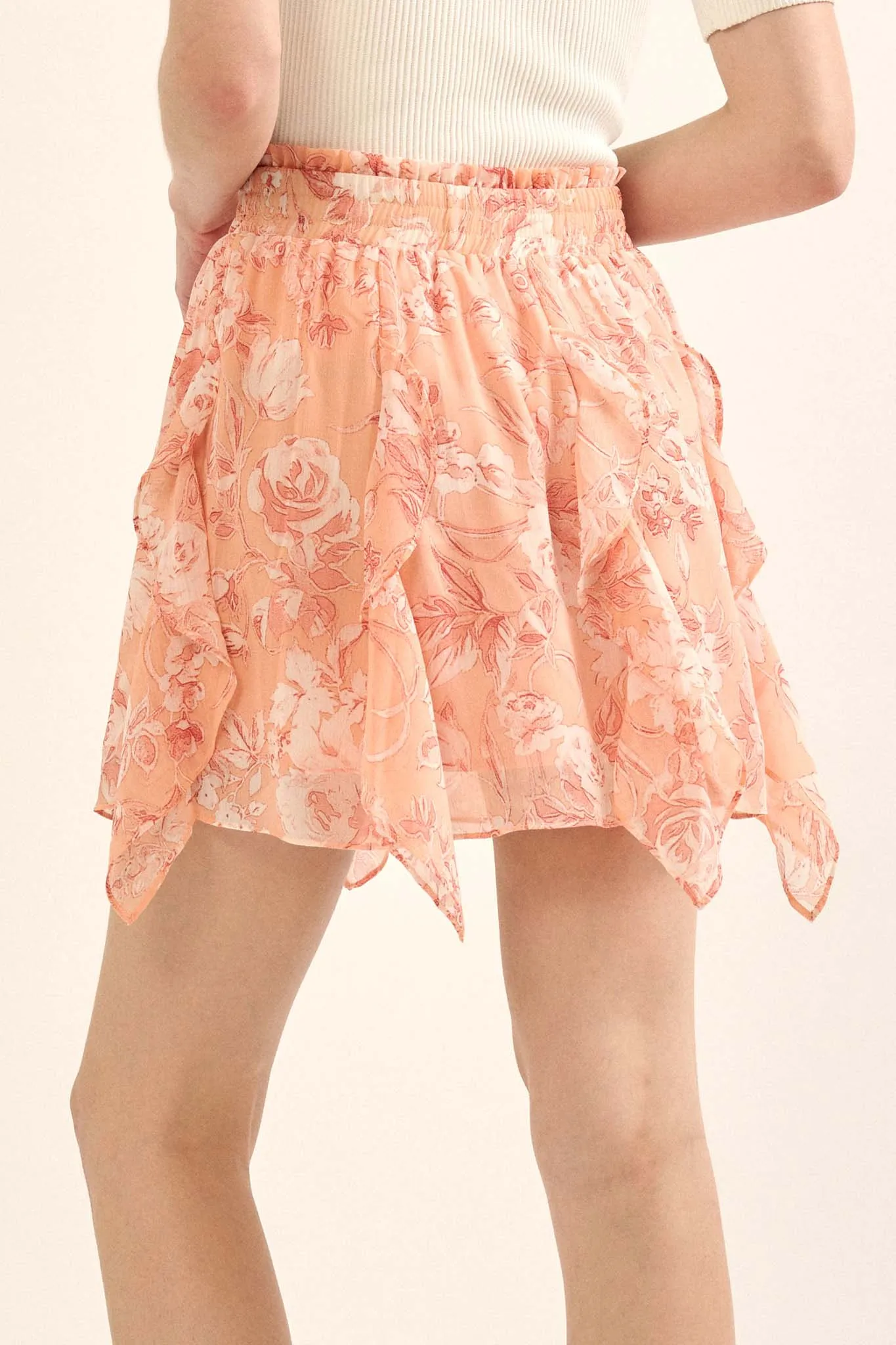 Fresh Fantasy Ruffled Floral Chiffon Mini Skirt