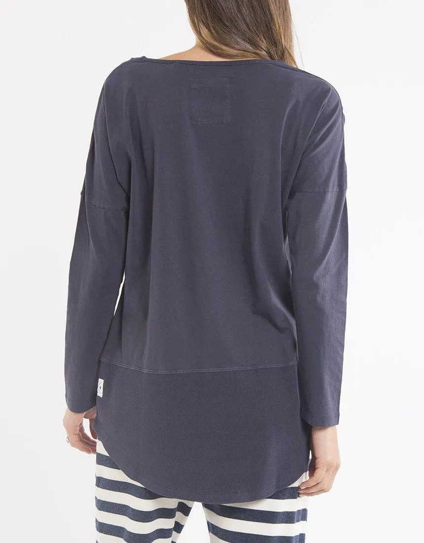 Fundamental Long Sleeve Rib Tee - Navy