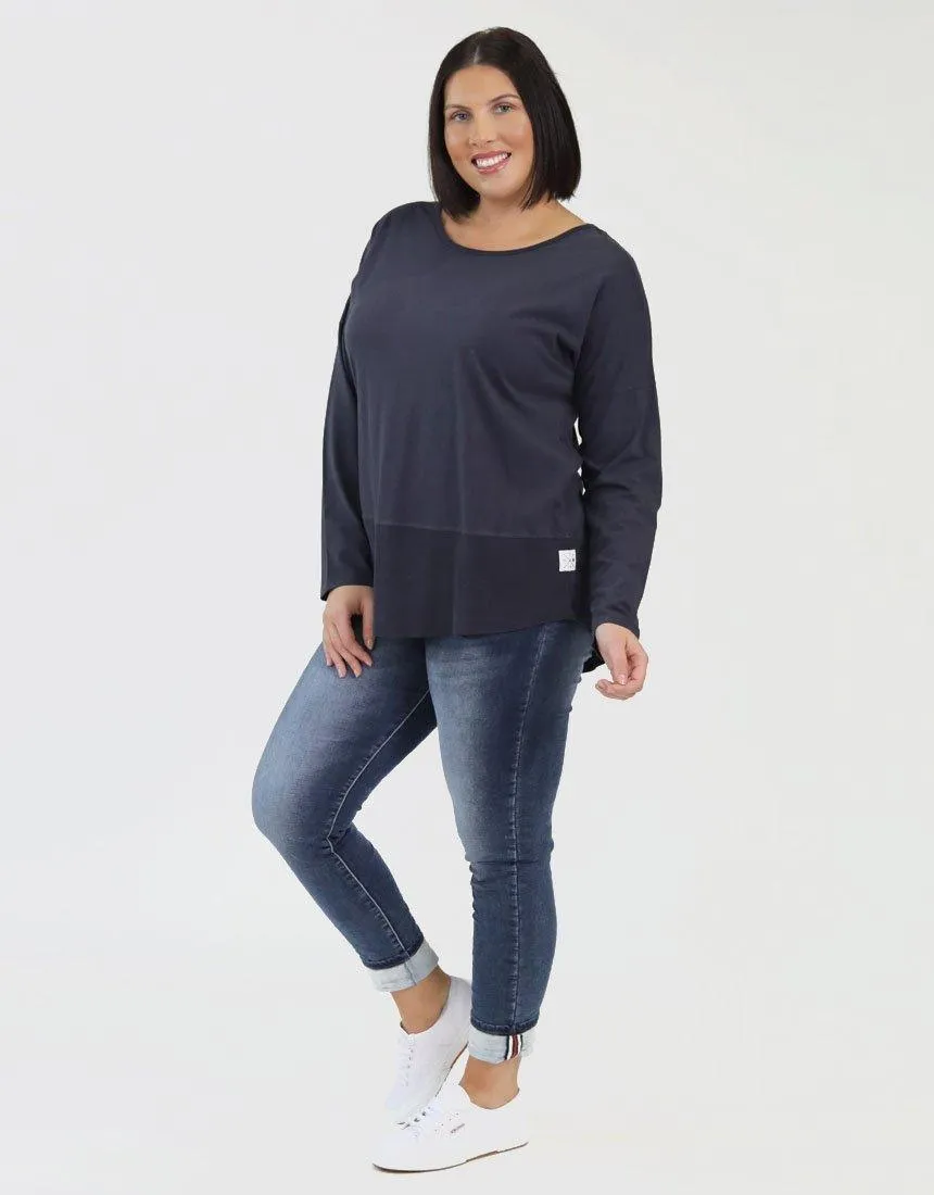 Fundamental Long Sleeve Rib Tee - Navy