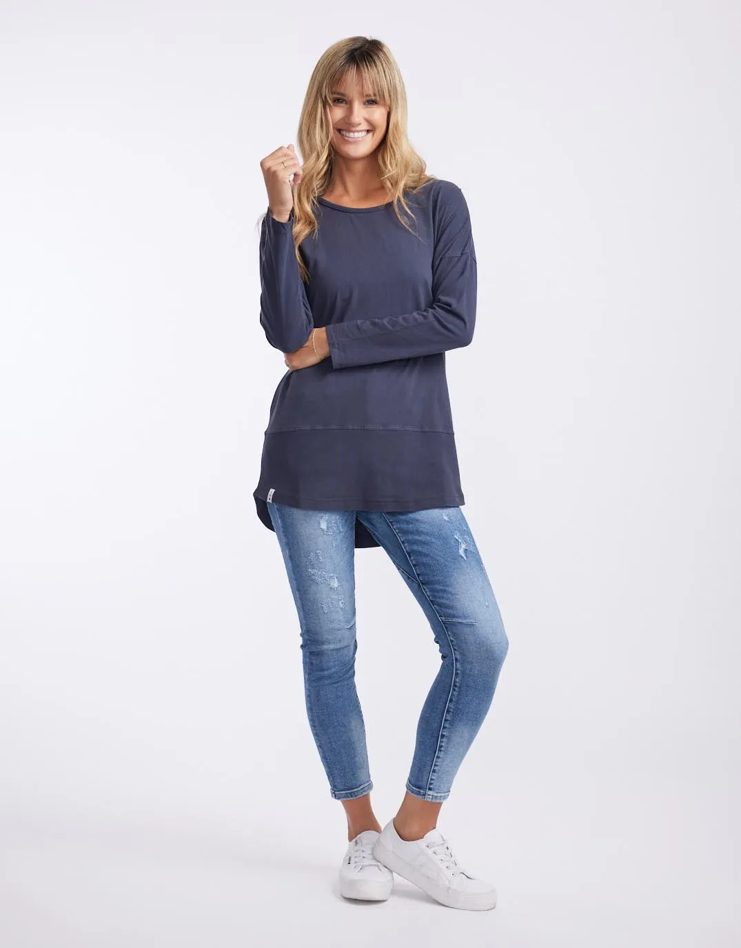 Fundamental Long Sleeve Rib Tee - Navy