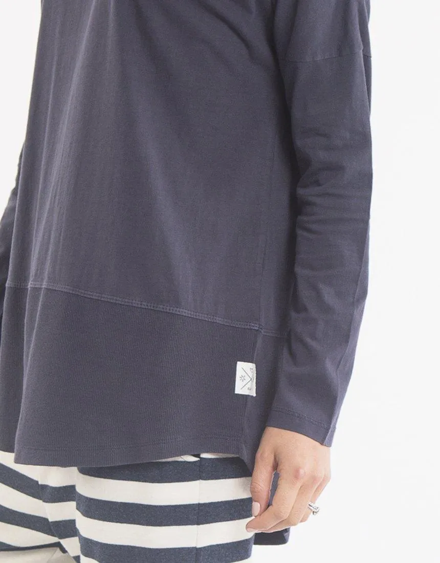 Fundamental Long Sleeve Rib Tee - Navy