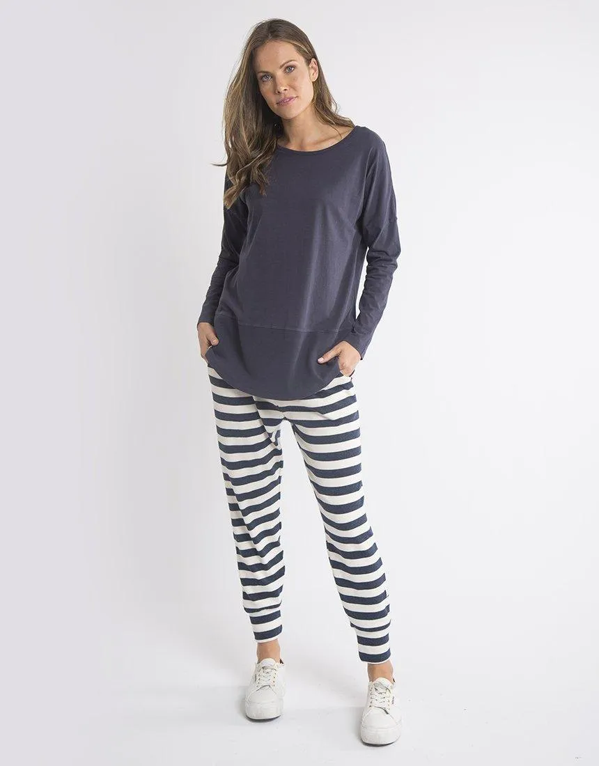 Fundamental Long Sleeve Rib Tee - Navy