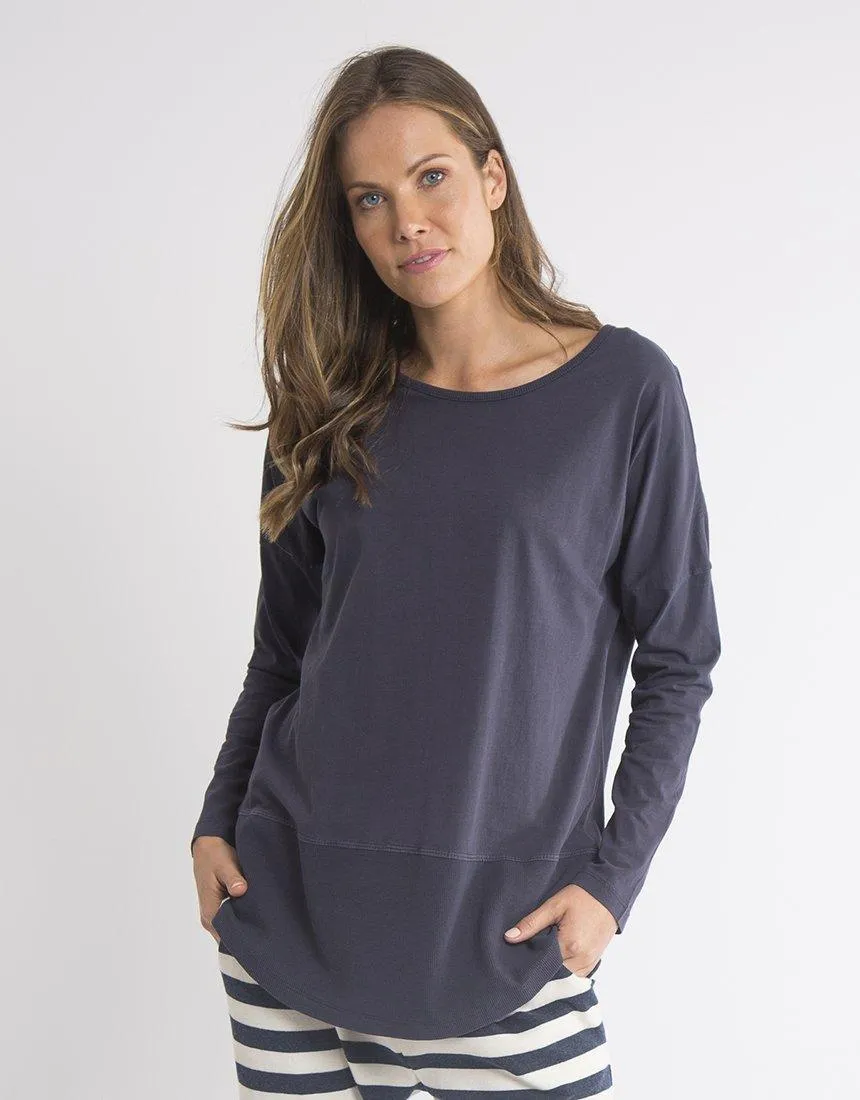 Fundamental Long Sleeve Rib Tee - Navy