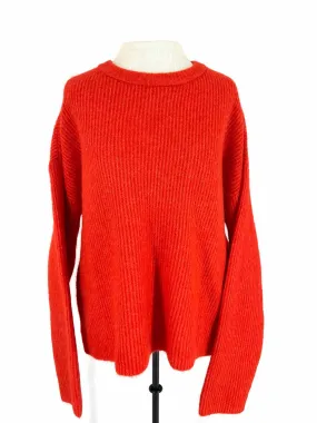 Gestuz Size XS Orange-Red Ribbed Wool Blend NEW Designer Sweater