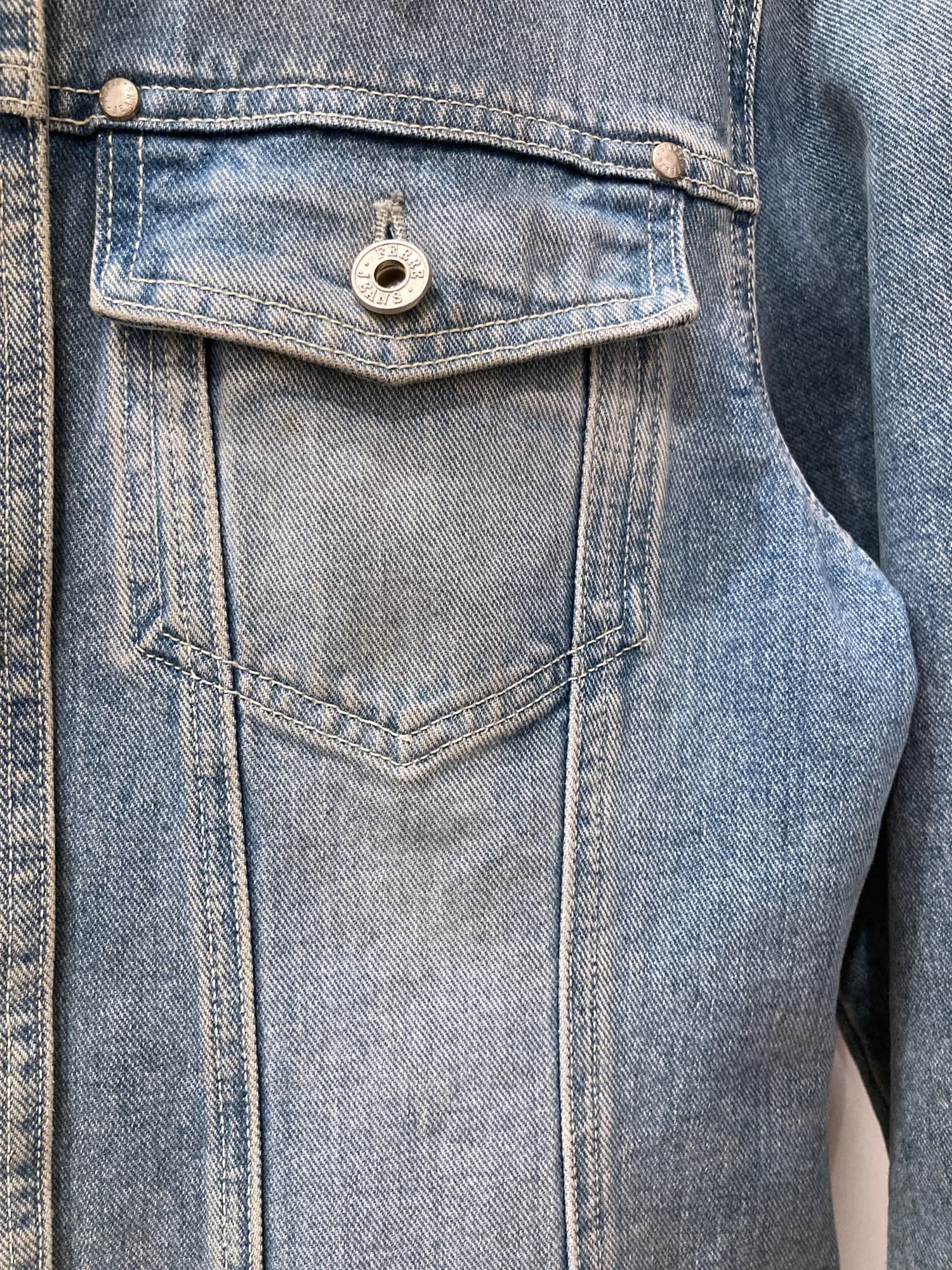 Gianfranco Ferre Jeans 1990s faded washed blue panelled denim jacket