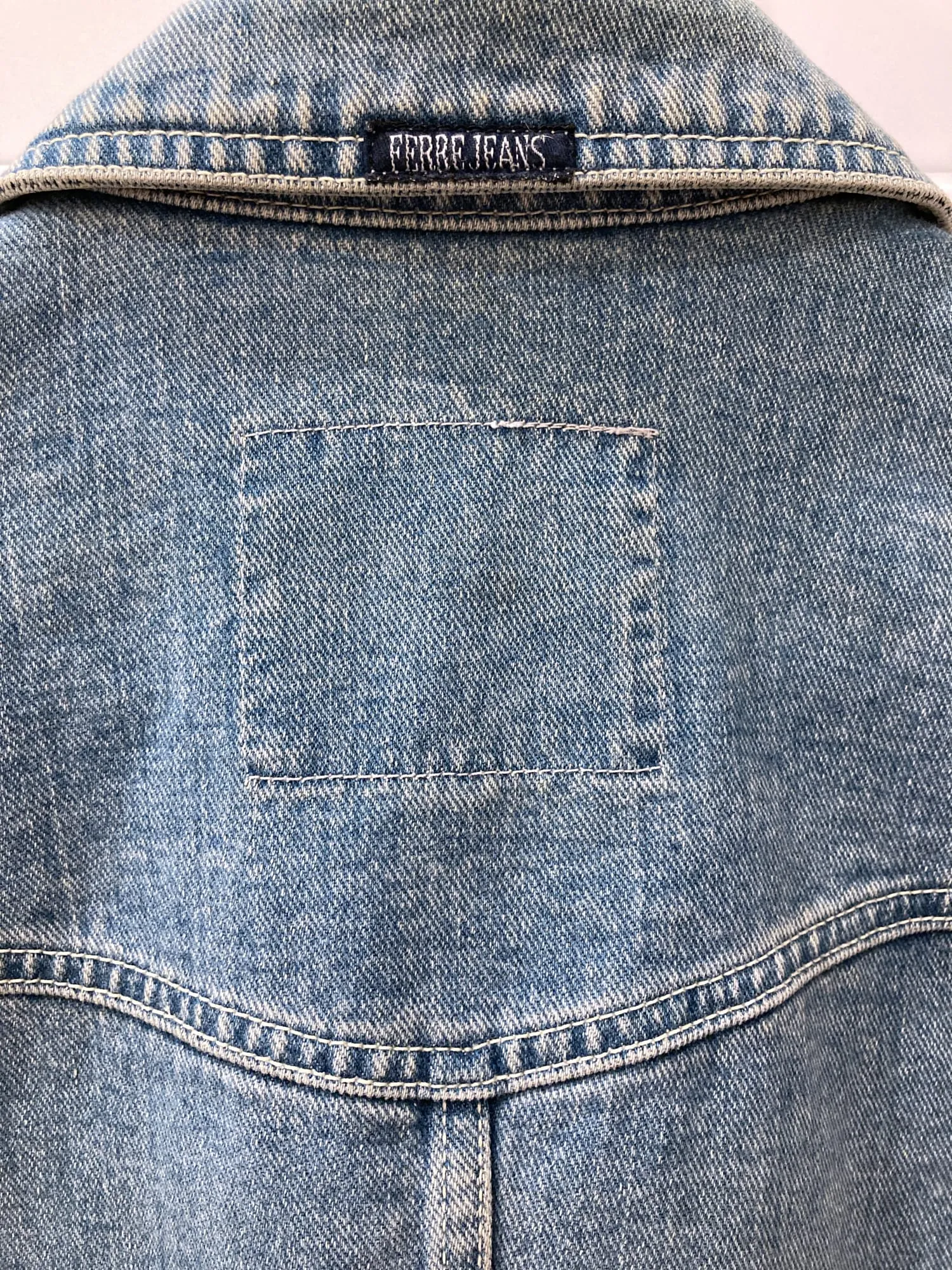 Gianfranco Ferre Jeans 1990s faded washed blue panelled denim jacket