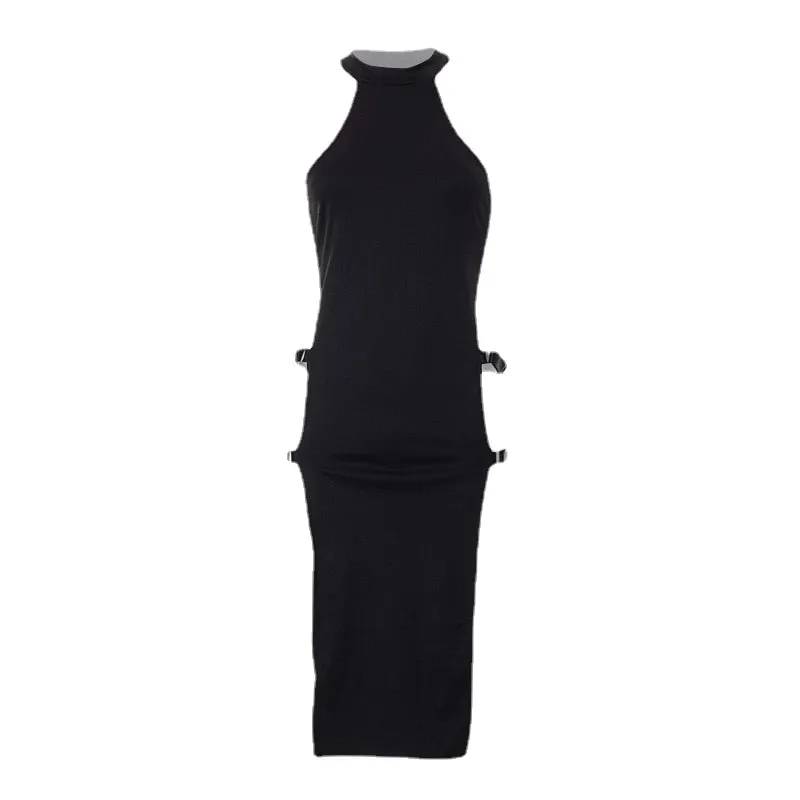 Gothic  Split Side Sexy Sleeveless Dresses  High Waist