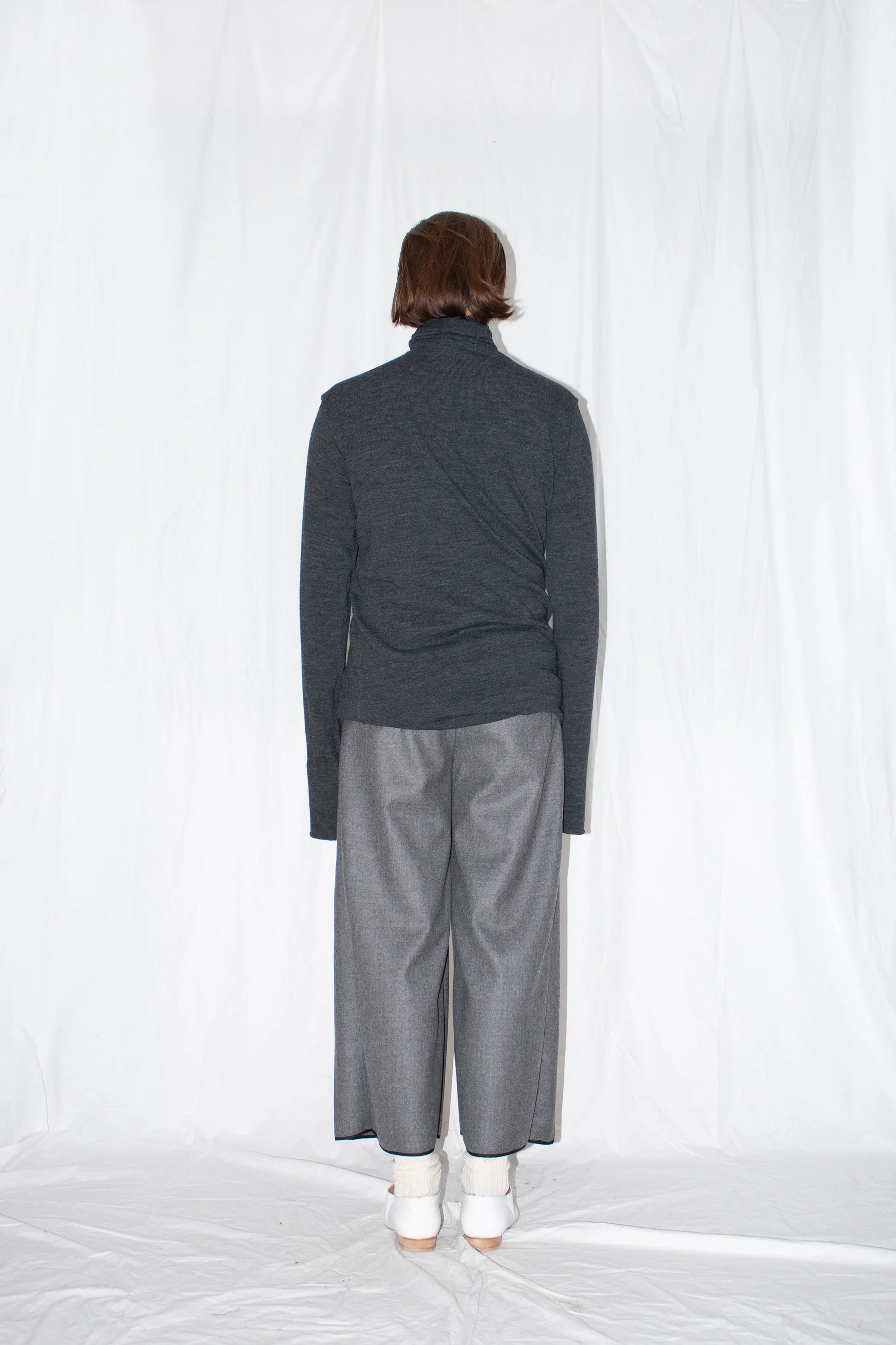 Grey high-neck wool jersey top