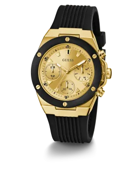 GUESS Ladies Black Gold Tone Multi-function Watch