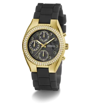 GUESS Ladies Black Gold Tone Multi-function Watch