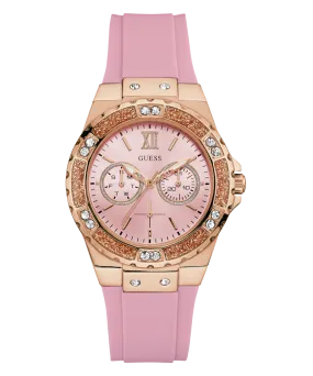 GUESS Ladies Pink Rose Gold Tone Multi-function Watch