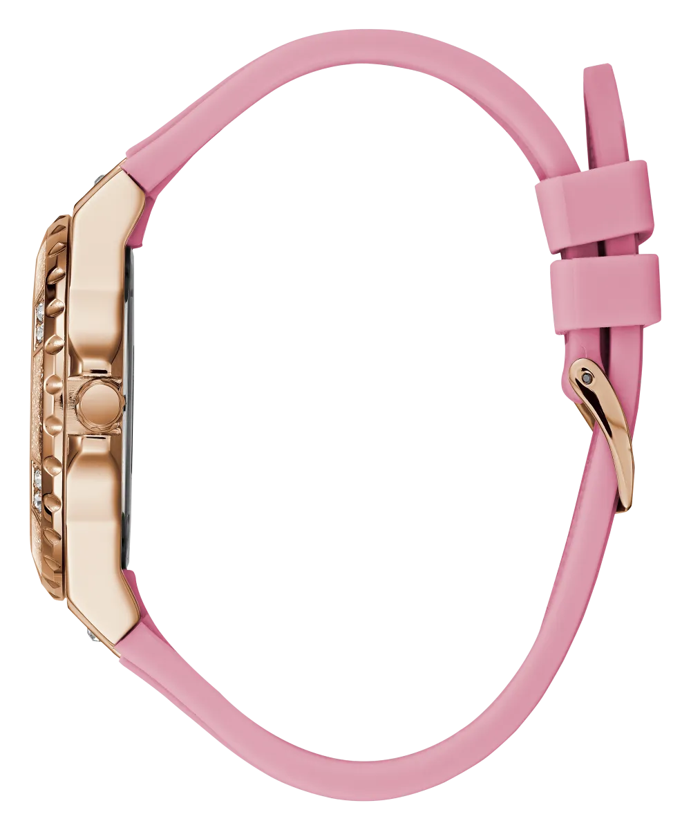 GUESS Ladies Pink Rose Gold Tone Multi-function Watch