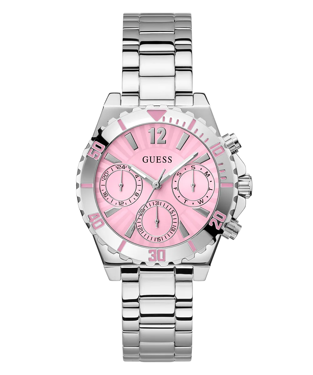 GUESS Ladies Silver Tone Multi-function Watch