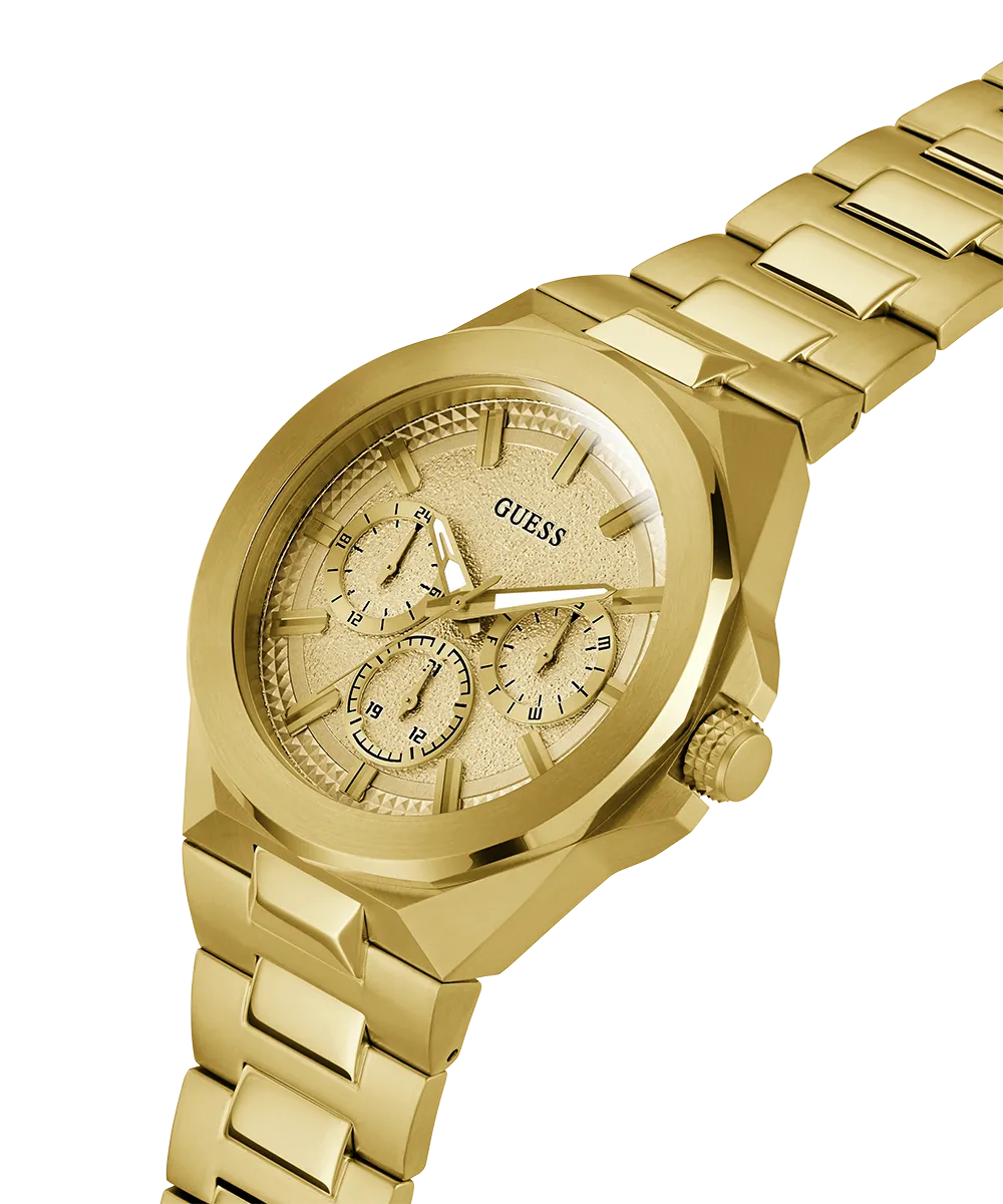 GUESS Mens Gold Tone Multi-function Watch