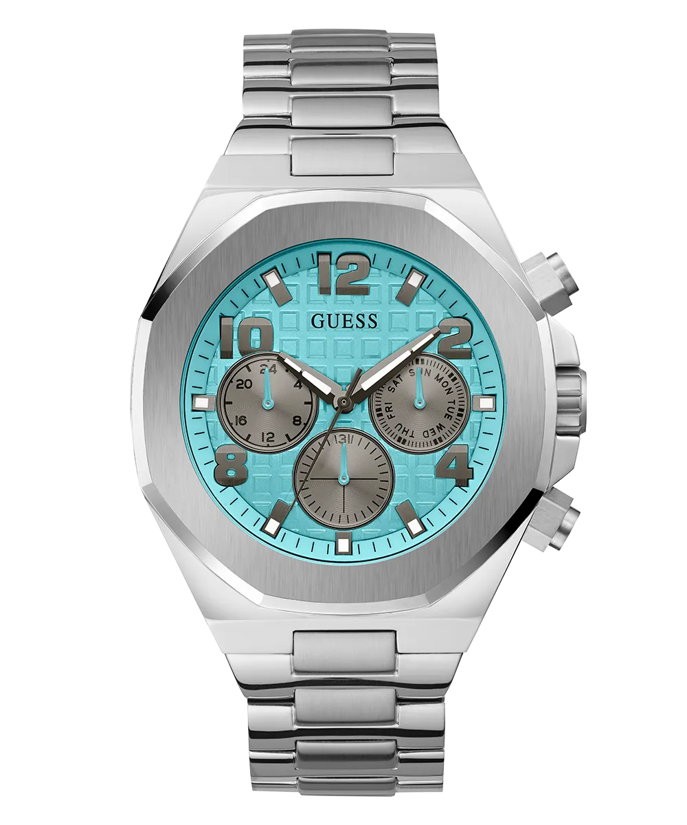 GUESS Mens Silver Tone Multi-function Watch