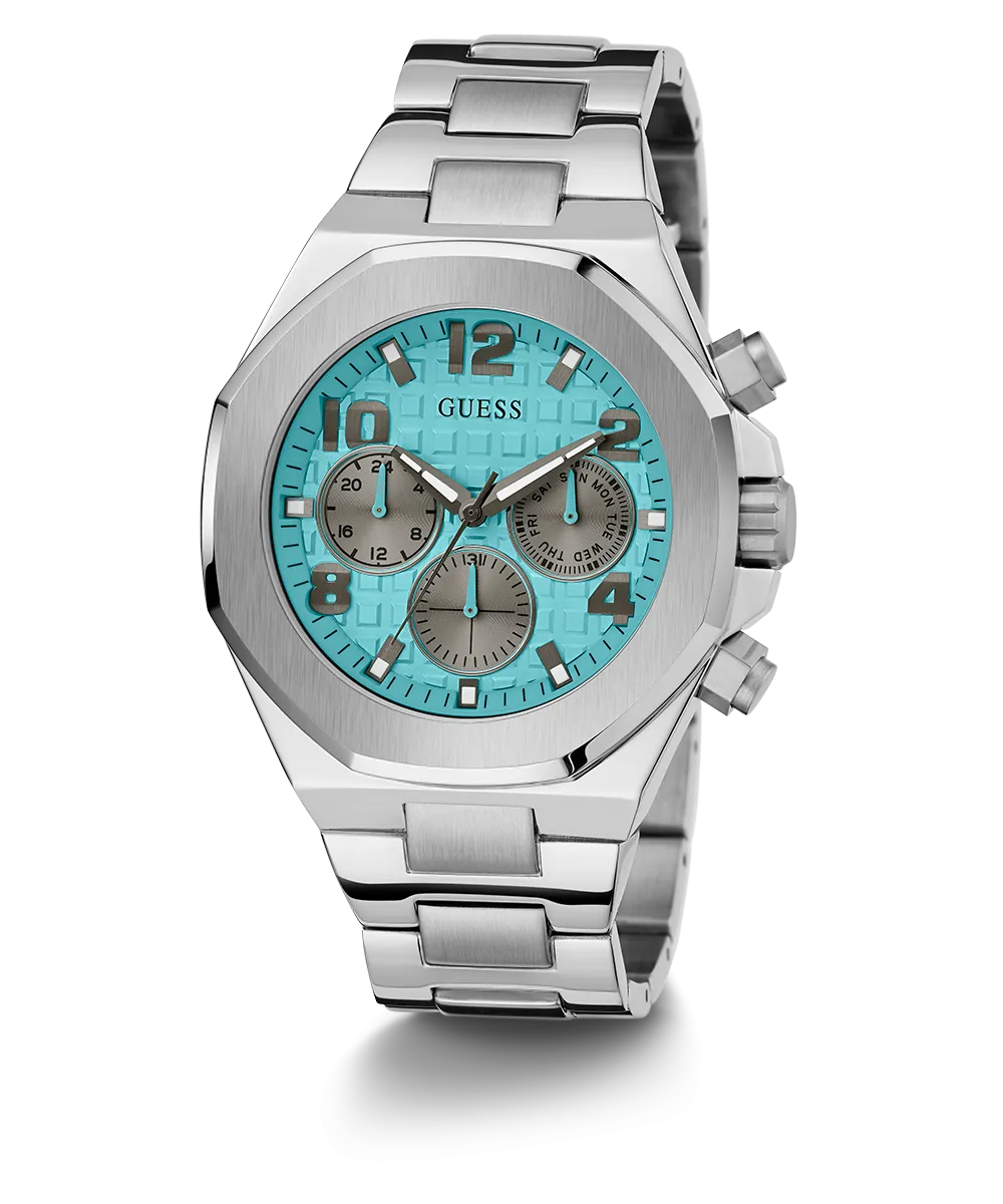 GUESS Mens Silver Tone Multi-function Watch