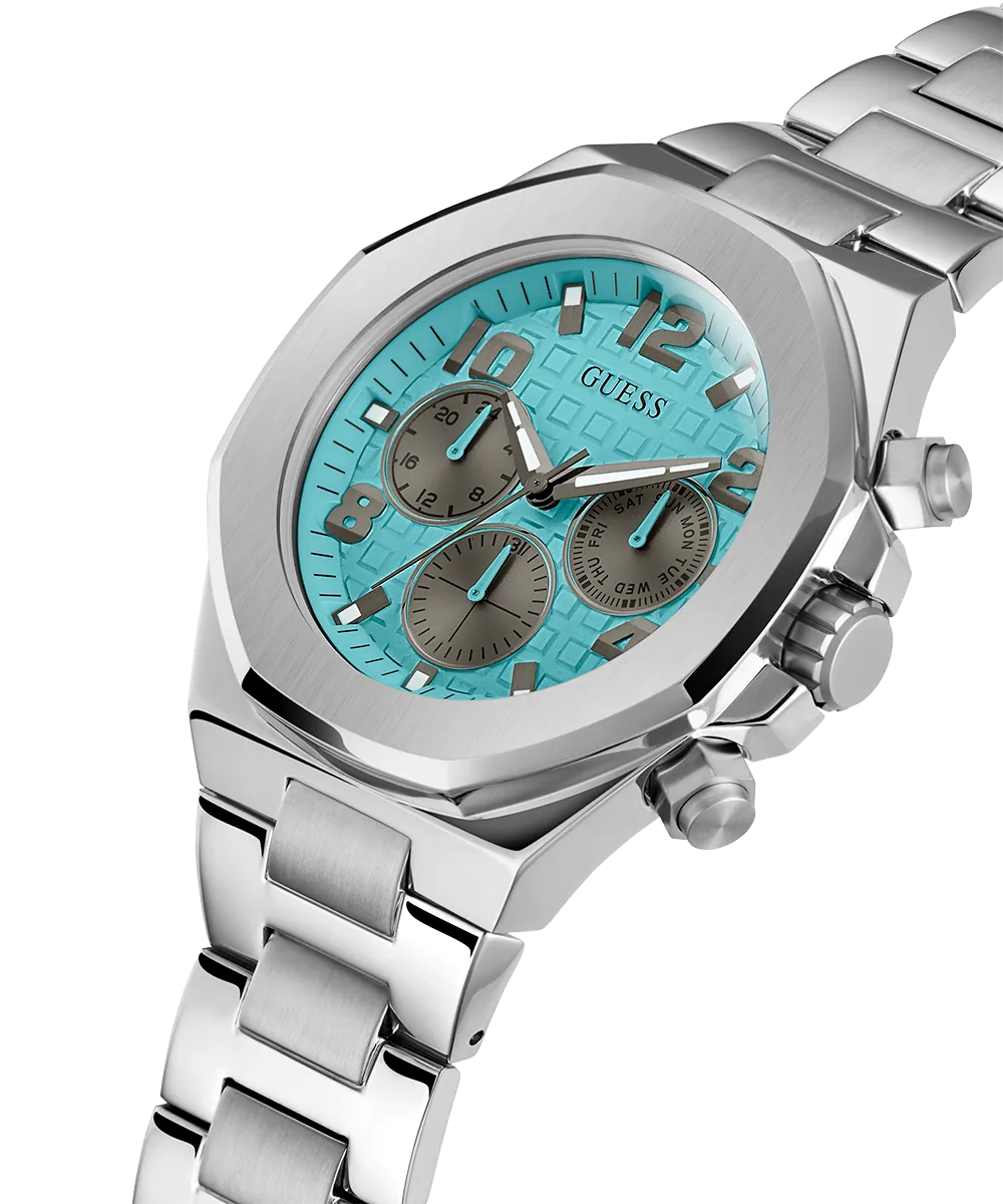 GUESS Mens Silver Tone Multi-function Watch