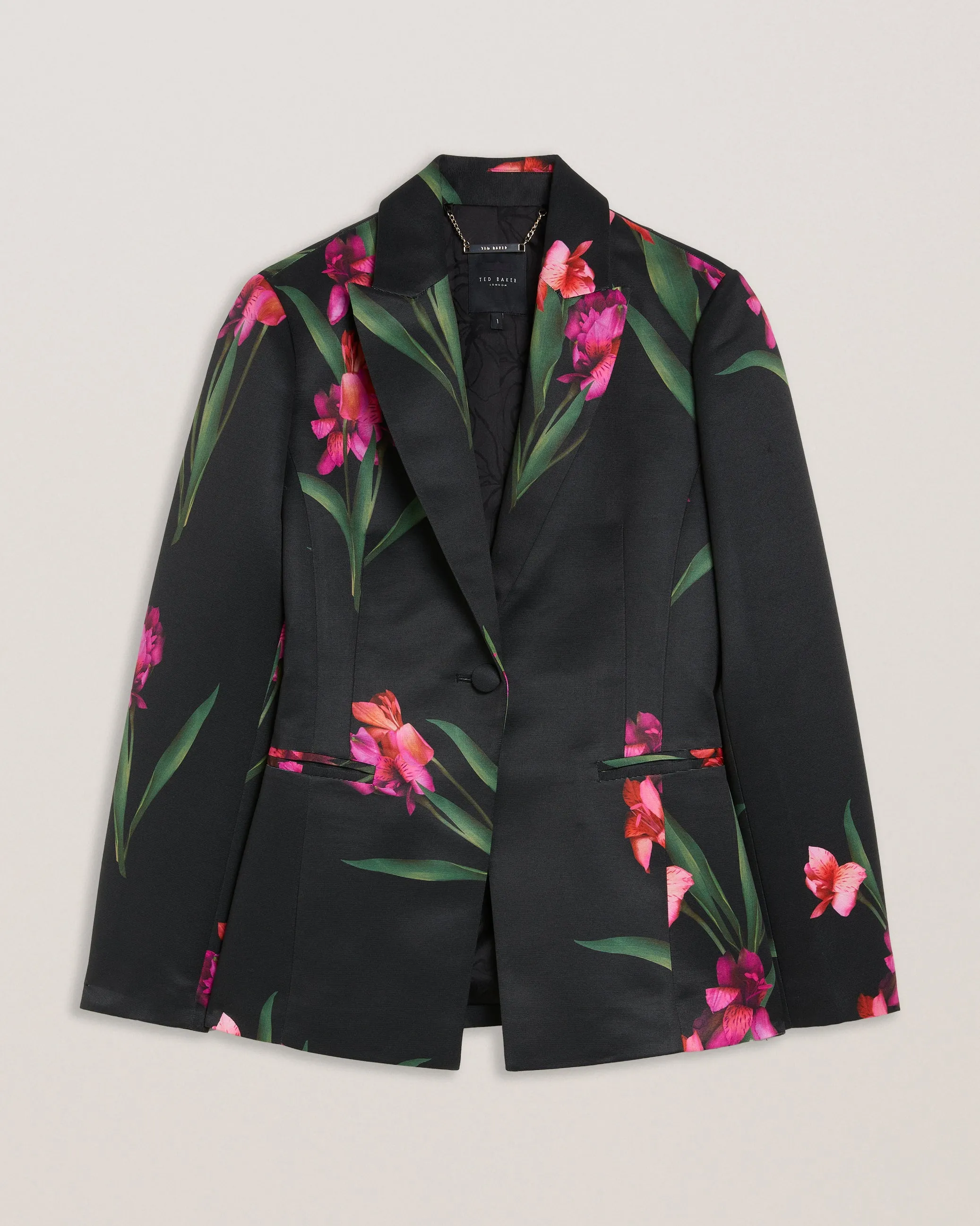 Hadina Printed Fitted Blazer Black