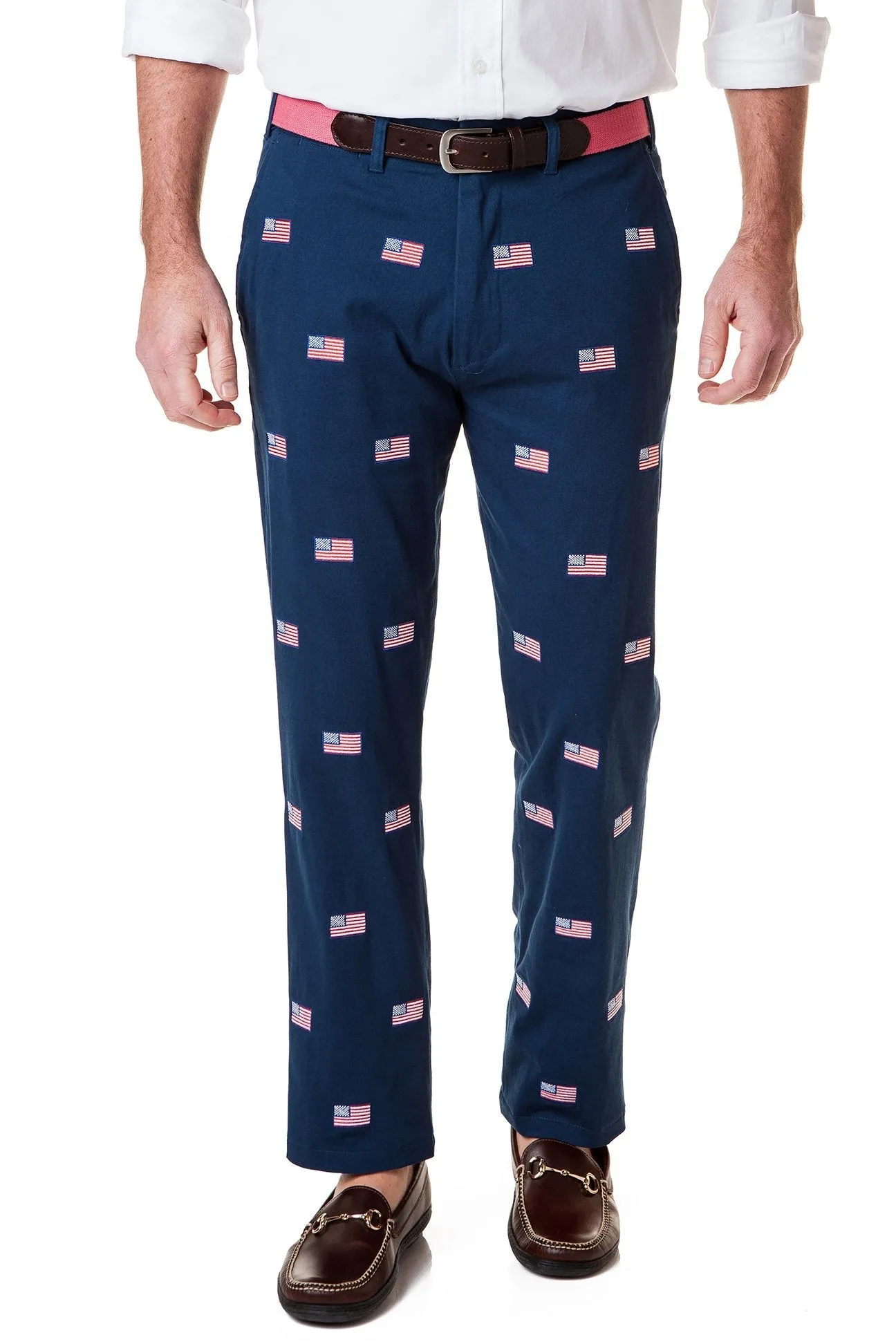 Harbor Pant Stretch Twill Nantucket Navy with American Flag