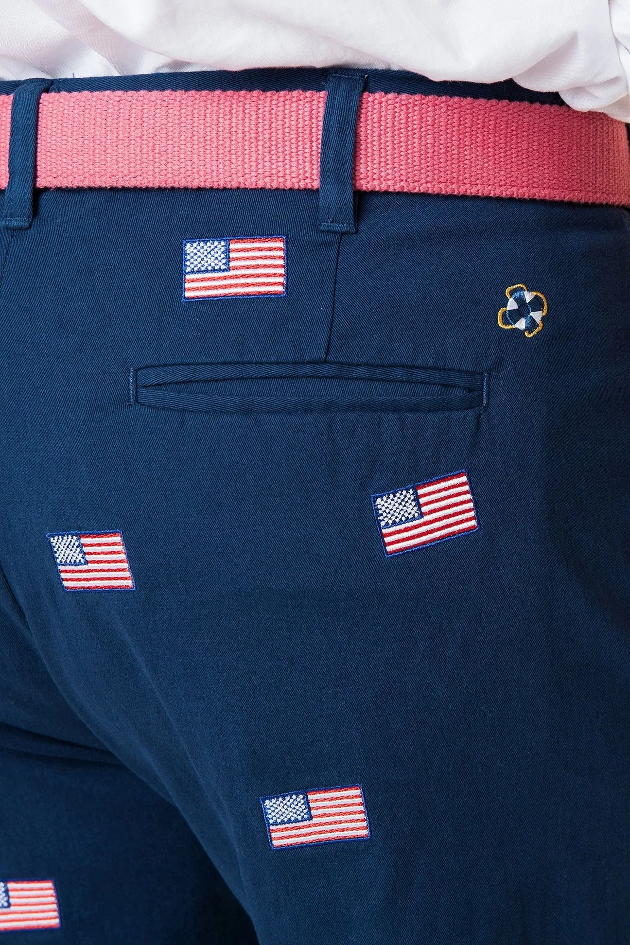 Harbor Pant Stretch Twill Nantucket Navy with American Flag