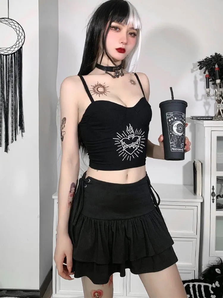 High Waist Bandage Mini Skirt Dark Gothic Punk Emo