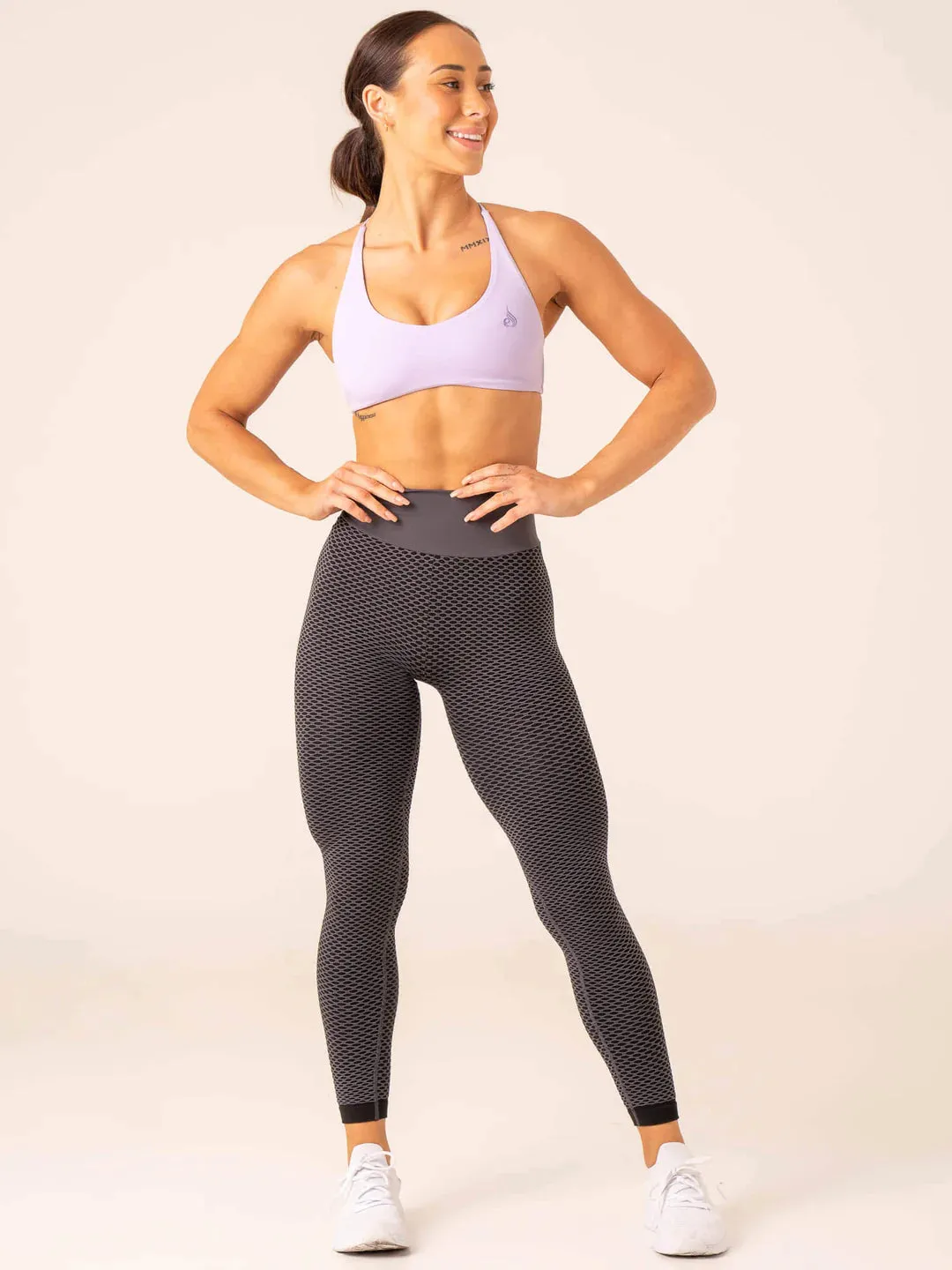 HONEYCOMB SCRUNCH SEAMLESS LEGGINGS CHARCOAL