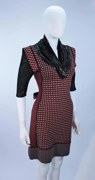 JEAN PAUL GAULTIER Stretch Wool Dress w/ Mesh Collar Size XS