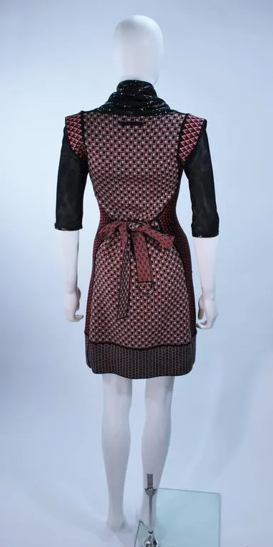 JEAN PAUL GAULTIER Stretch Wool Dress w/ Mesh Collar Size XS