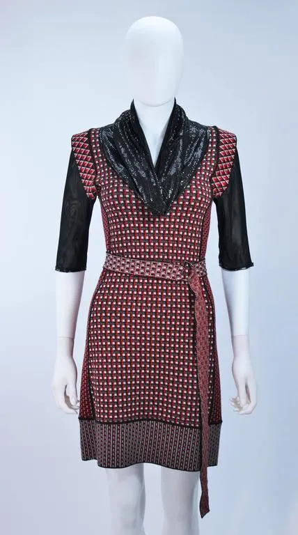 JEAN PAUL GAULTIER Stretch Wool Dress w/ Mesh Collar Size XS