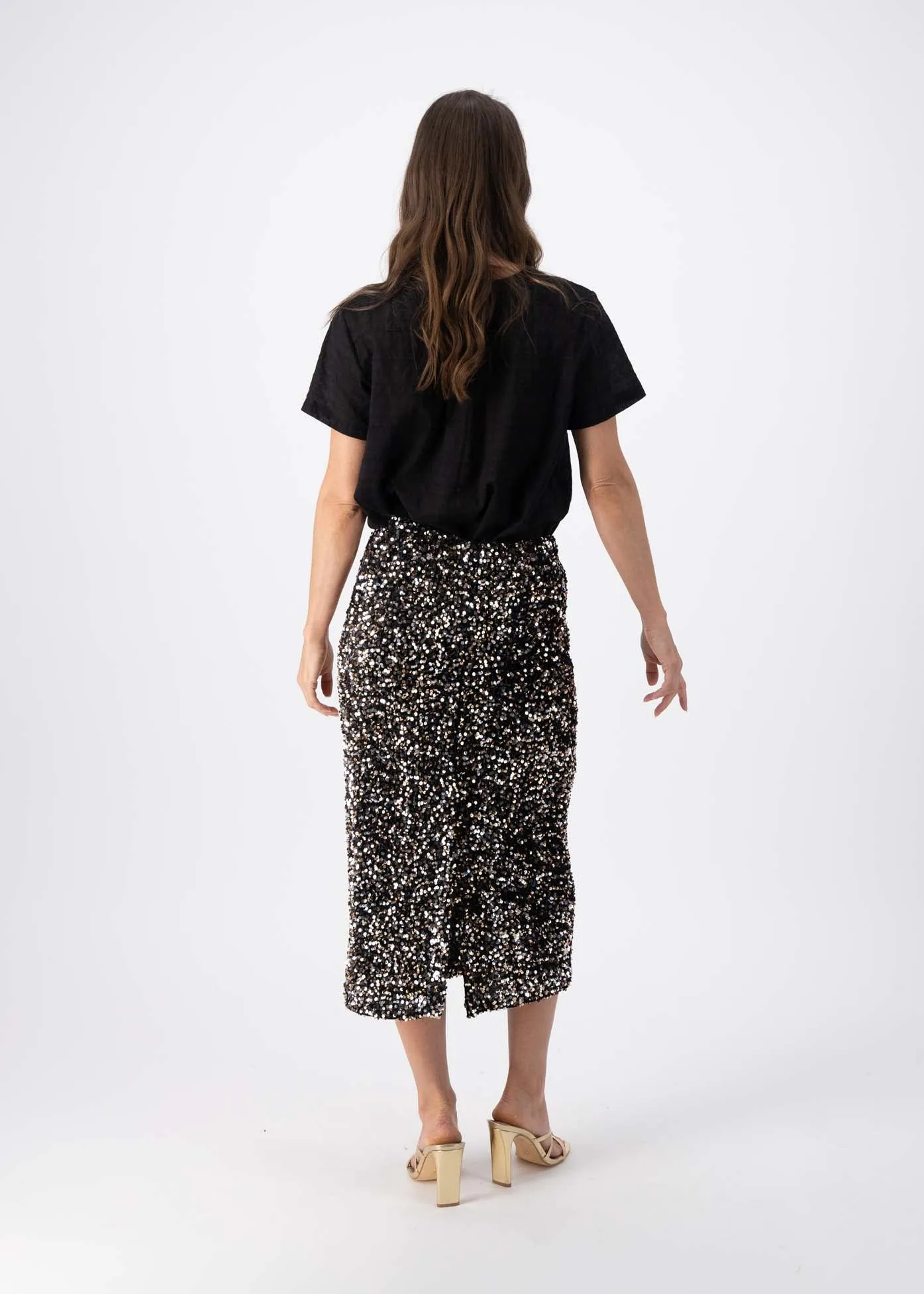 Jubilee Skirt Gold/Silver in Sequinned Velvet