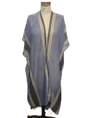 Light weight cotton stripes open front cover up * indigo or ocean