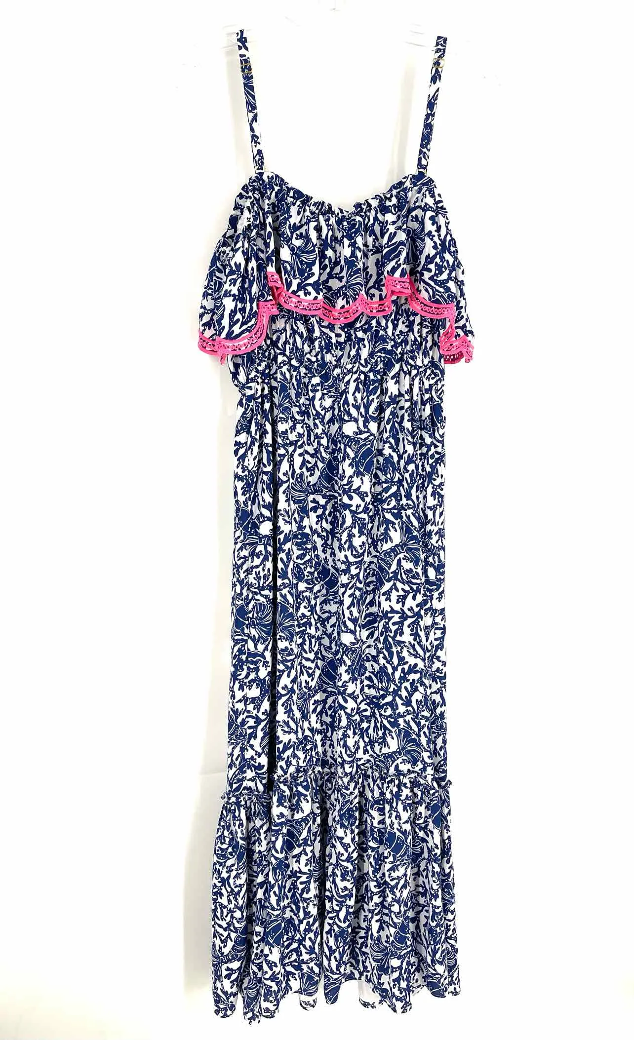 Lilly Pulitzer Size 12 Wh/Bl/Pk Print Maxi Designer Dress