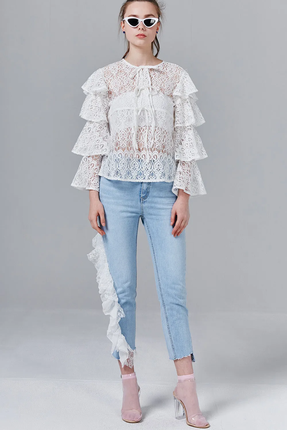 Lindsey Lace Ruffle Jeans