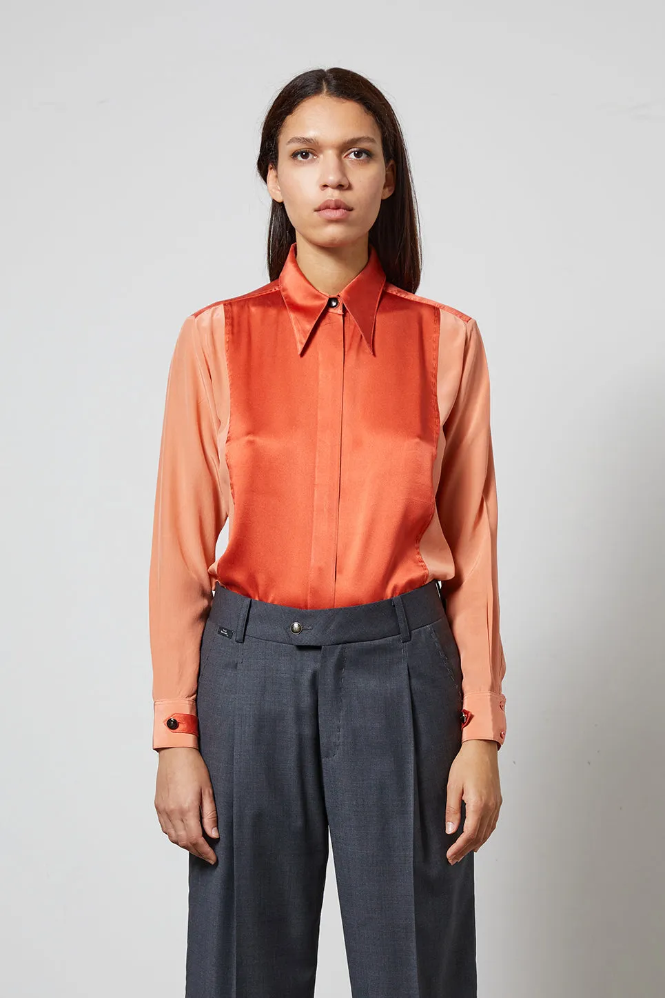 LOCK salmon - silk shirt