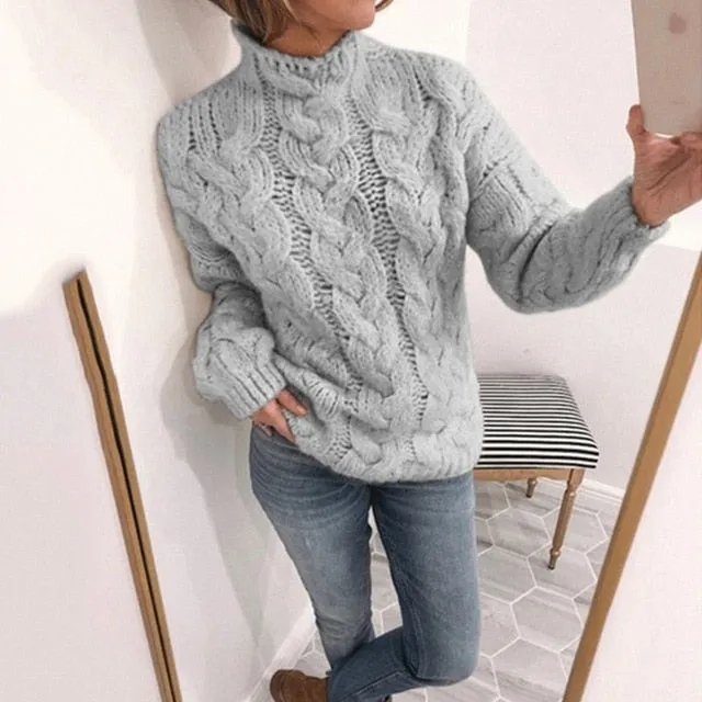 Long Sleeve Turtleneck  Sweater Top