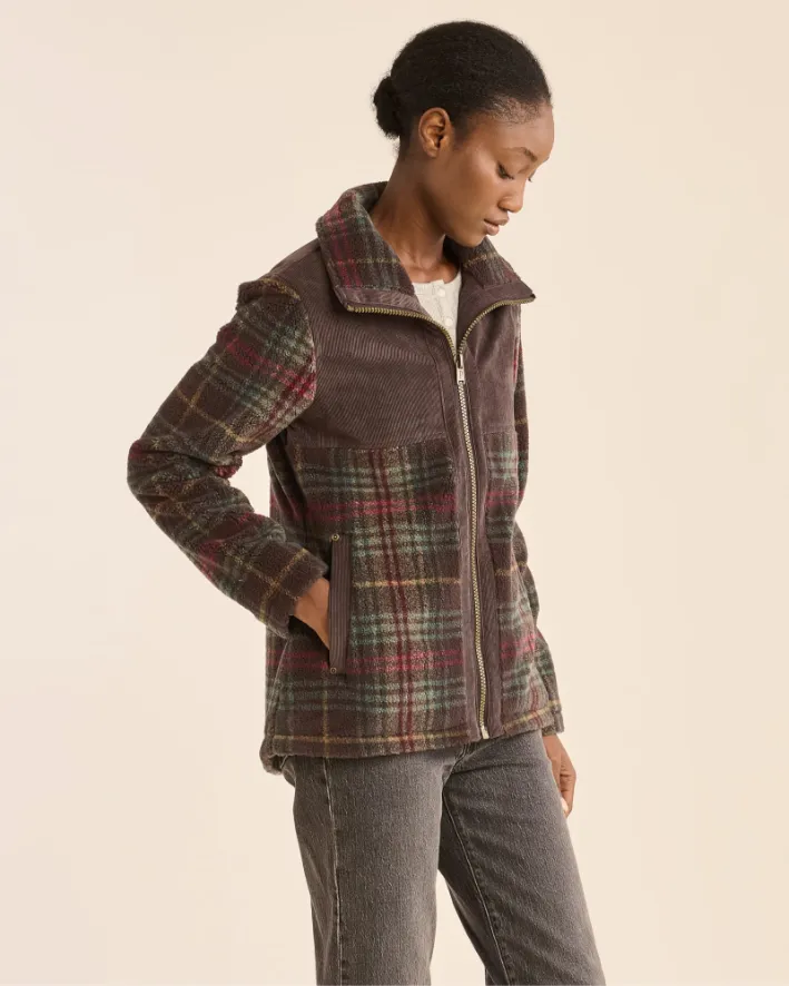 Madrona- Weekender Coat<br>Brown Teal Plaid