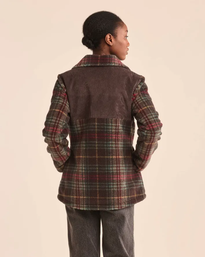 Madrona- Weekender Coat<br>Brown Teal Plaid