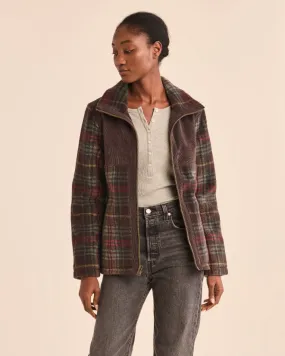 Madrona- Weekender Coat<br>Brown Teal Plaid