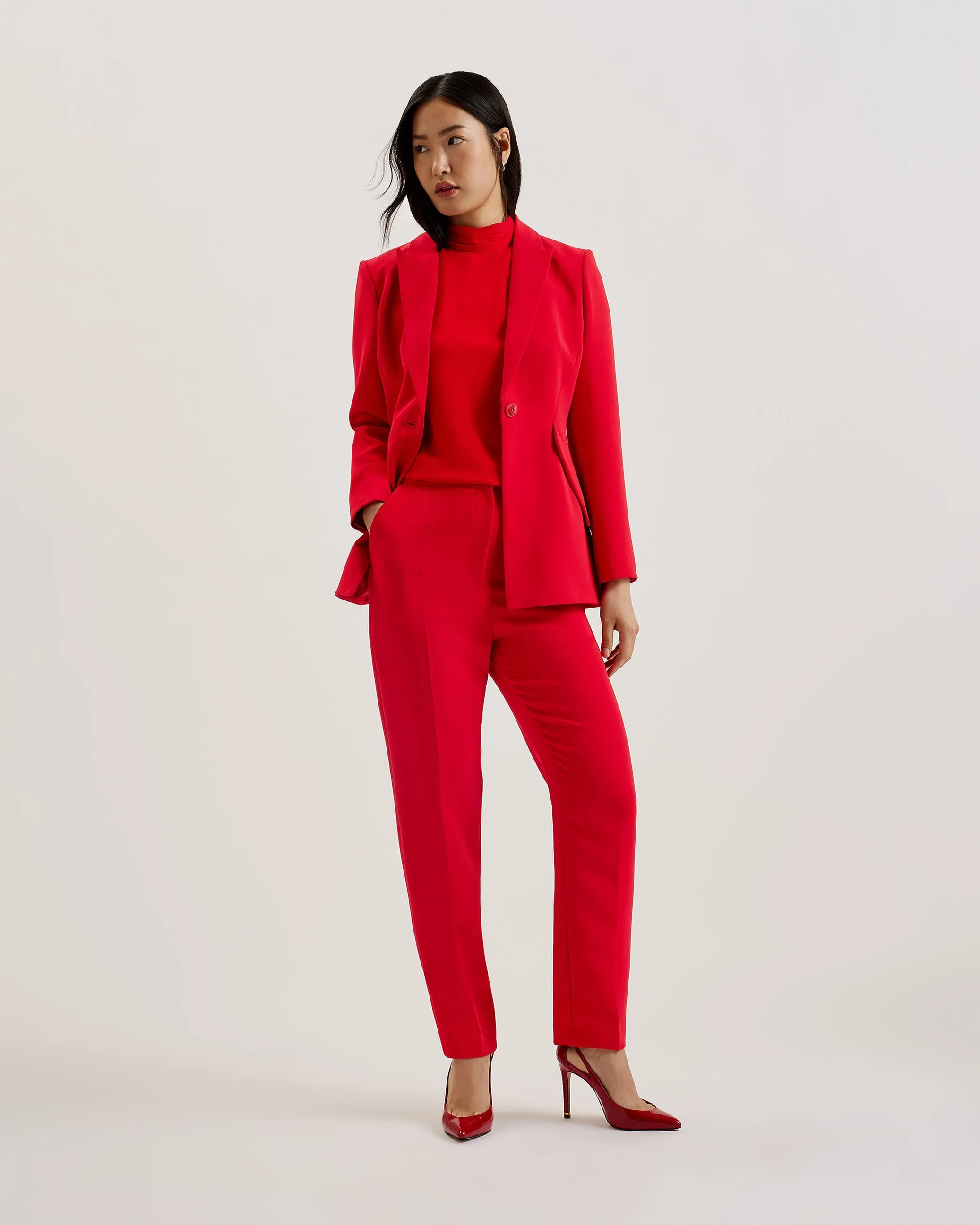 Manabl Single Breasted Tailored Blazer Red