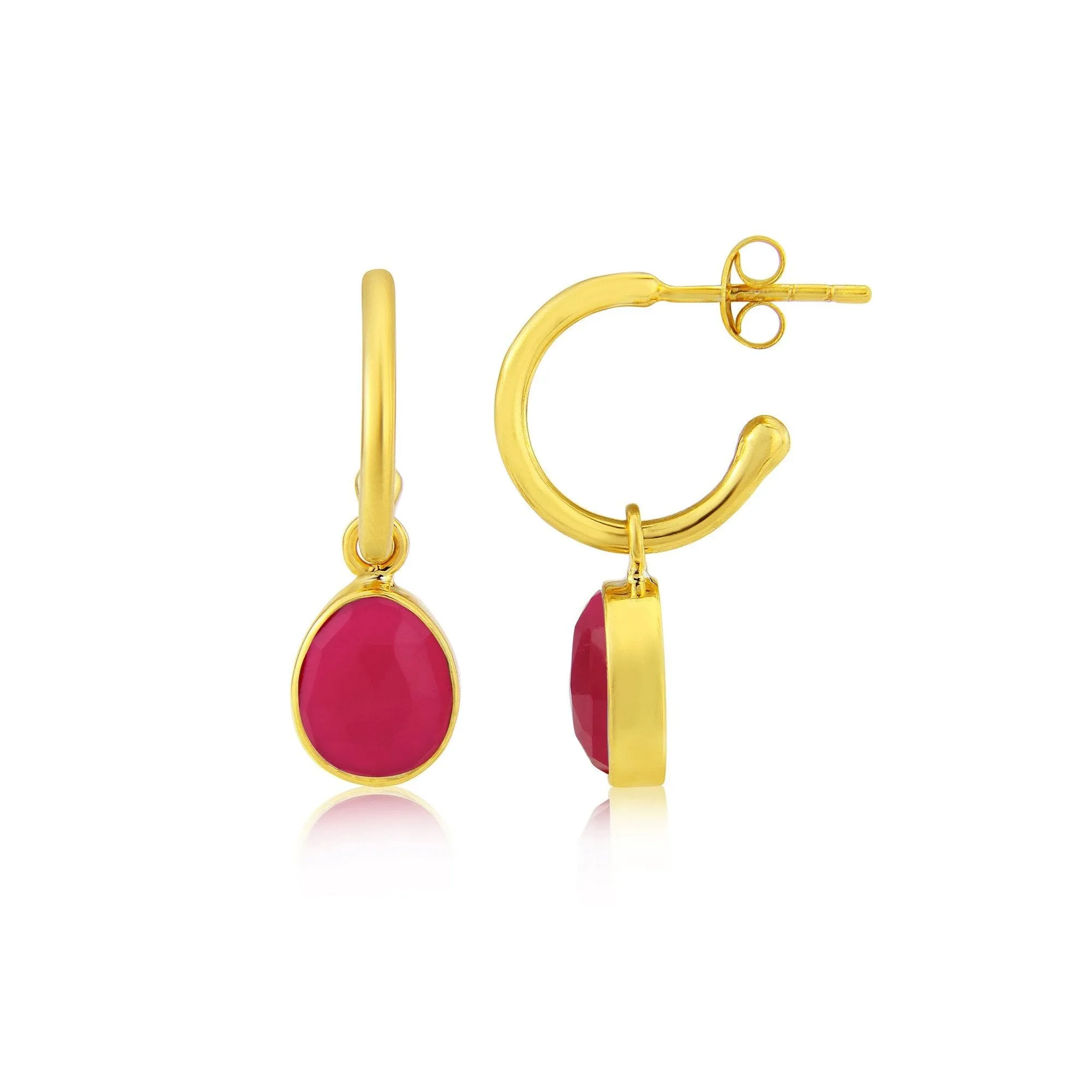 Manhattan Gold & Fuchsia Pink Chalcedony Interchangeable Gemstone Drops