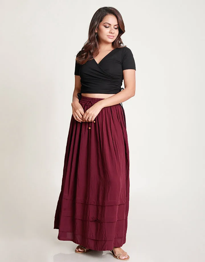 Maxi Skirt with Pleated Hem