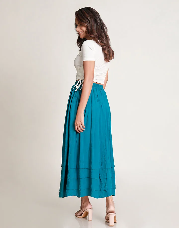 Maxi Skirt with Pleated Hem