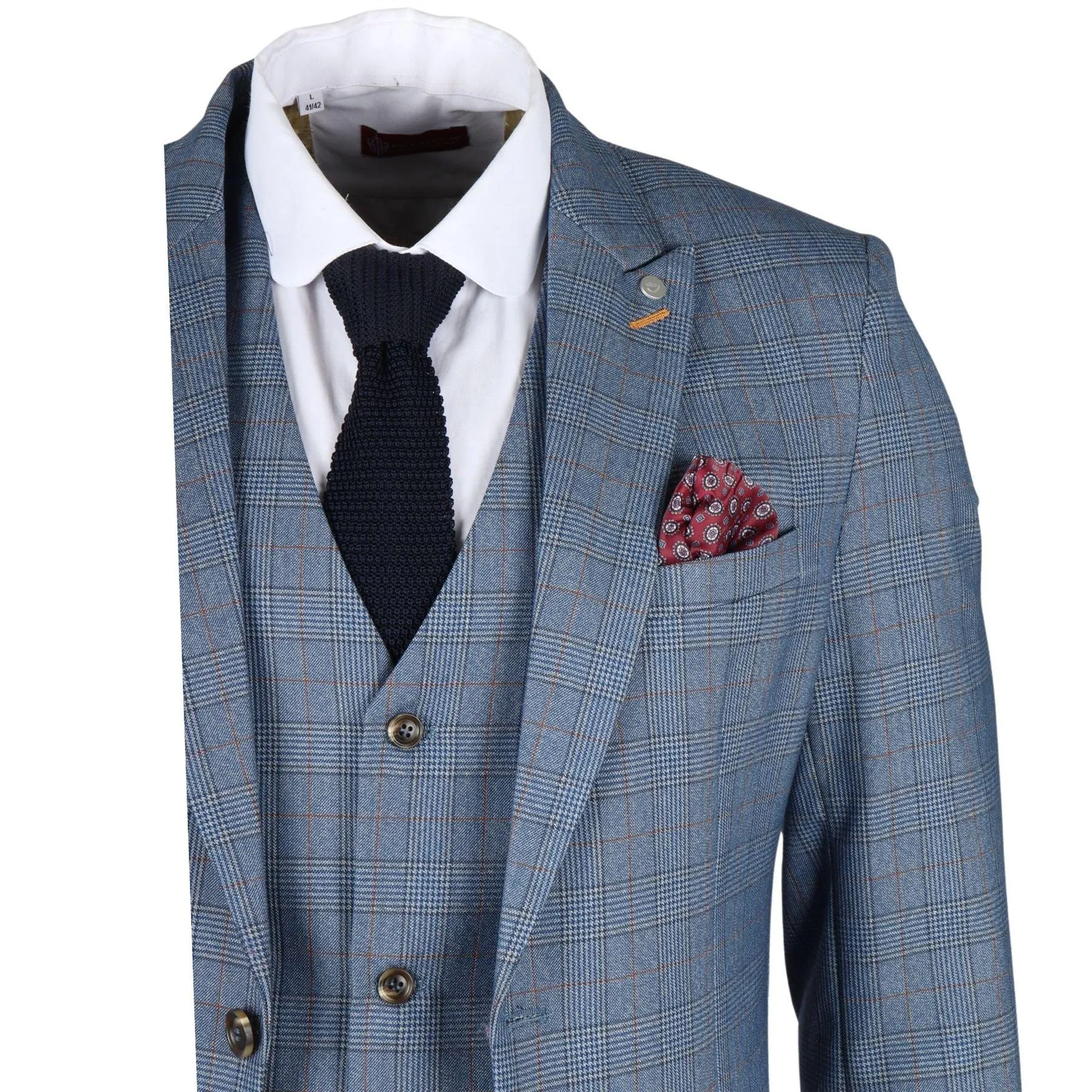 Men's Blazer Blue Checked Classic Sport Coat Plaid Tailored Fit